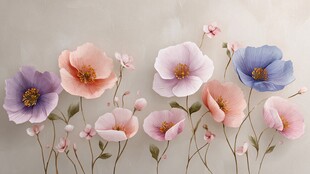 多彩纸艺花卉装饰画面