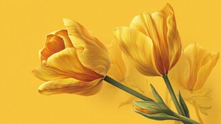 黄色郁金香特写花卉图