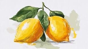 手绘鲜柠檬 清新水果画
