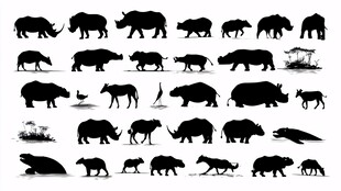 多样野生动物剪影集合