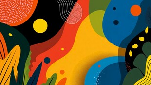 抽象多彩几何植物插画