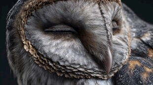 闭眼休憩的猫头鹰