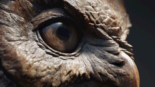 猫头鹰眼部特写精致瞬间