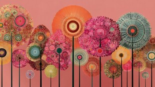 缤纷多彩的梦幻抽象树木