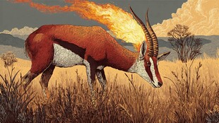 草原羚羊漫步于黄昏时分