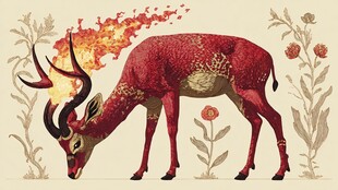 火焰羚羊插画 自然之奇幻