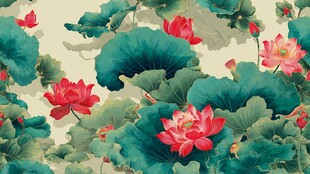 水墨荷花中式风背景图