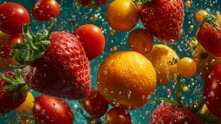 缤纷水果水中灵动瞬间