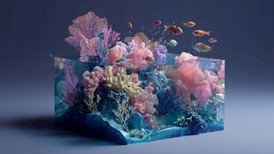 梦幻海底珊瑚与游鱼景观