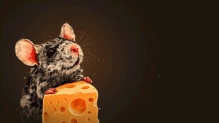 可爱小鼠与美味奶酪