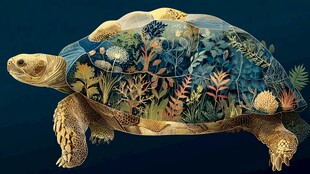 彩绘海龟 背上的奇幻植物世界