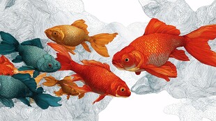 灵动金鱼畅游梦幻水墨间