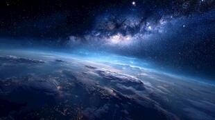 浩瀚宇宙下的地球夜景