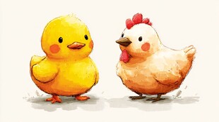 可爱小鸡母子温馨同框