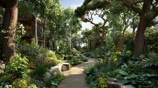 幽静林间小径 绿植环绕