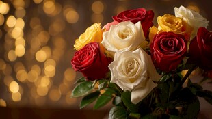 多彩玫瑰绽放浪漫氛围