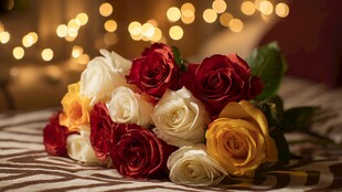 多彩玫瑰束 浪漫氛围感