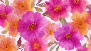 多彩水彩花卉无缝图案