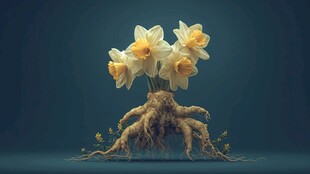 水仙绽放 根系与花朵的奇妙组合