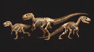 三具恐龙骨架模型展示