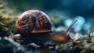 特写 蜗牛栖息于潮湿环境