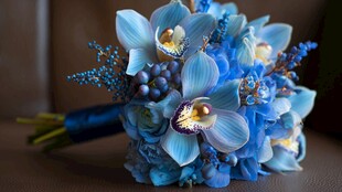 蓝色梦幻兰花新娘手捧花