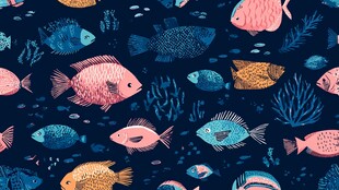 海洋缤纷鱼类无缝图案