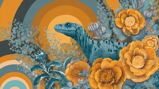 蓝蜥蜴与繁花的梦幻场景