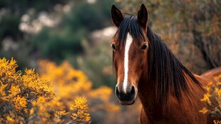 秋日旷野中的俊逸骏马