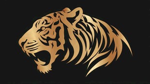 金色虎首图案设计