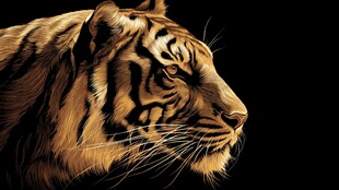 威严老虎侧颜特写