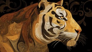 抽象风格老虎侧面艺术画