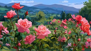 浪漫玫瑰园中的美丽景致