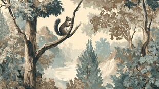 松鼠栖于繁茂林间