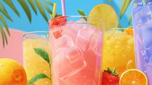 缤纷夏日果汁饮品