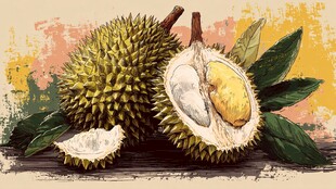 画中榴莲 饱满果肉与尖刺果壳