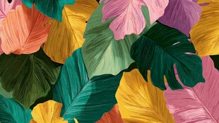 多彩热带植物叶片图案