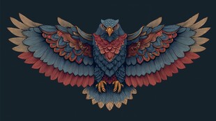 立体风格展翅雄鹰插画