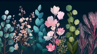 梦幻花卉植物插画集合