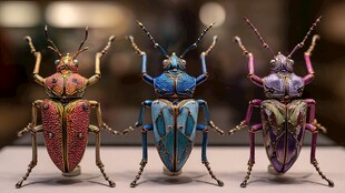 色彩斑斓的金属工艺甲虫摆件