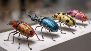 多彩金属甲虫艺术摆件