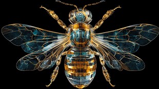 机械风蜜蜂插画艺术图