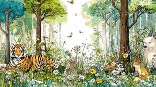 森林中的动物和谐共处