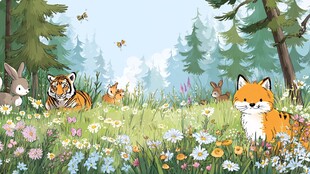 森林中的动物欢聚时刻