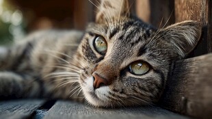 慵懒猫咪惬意躺卧瞬间