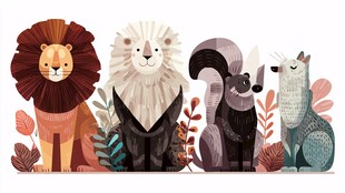 可爱动物伙伴的温馨同框