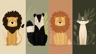 可爱动物插画四连拍