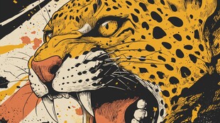 咆哮的猎豹插画艺术