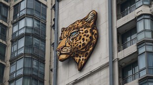 建筑外墙上的豹子艺术装饰
