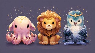 可爱萌趣的奇幻动物组合